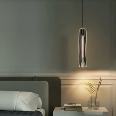 Lampadario a sospensione con cristalli cilindrico moderno per comodino
