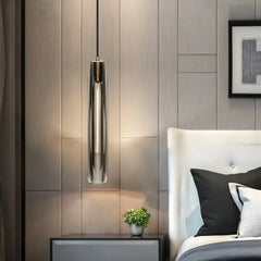 Lampadario a sospensione con cristalli cilindrico moderno per comodino