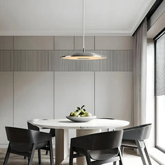 Lampada a sospensione minimal a disco sottile in vetro con LED dimmerabile per isola cucina