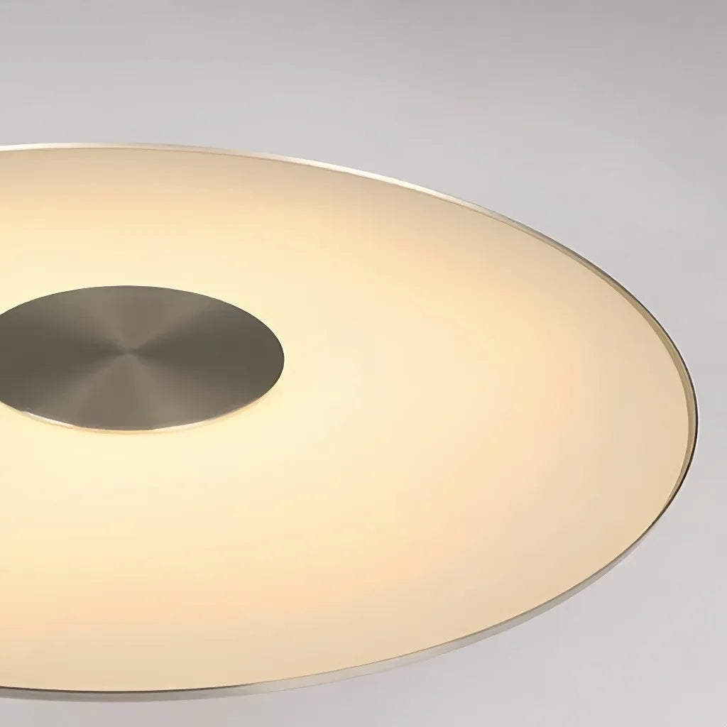 Lampada a sospensione minimal a disco sottile in vetro con LED dimmerabile per isola cucina