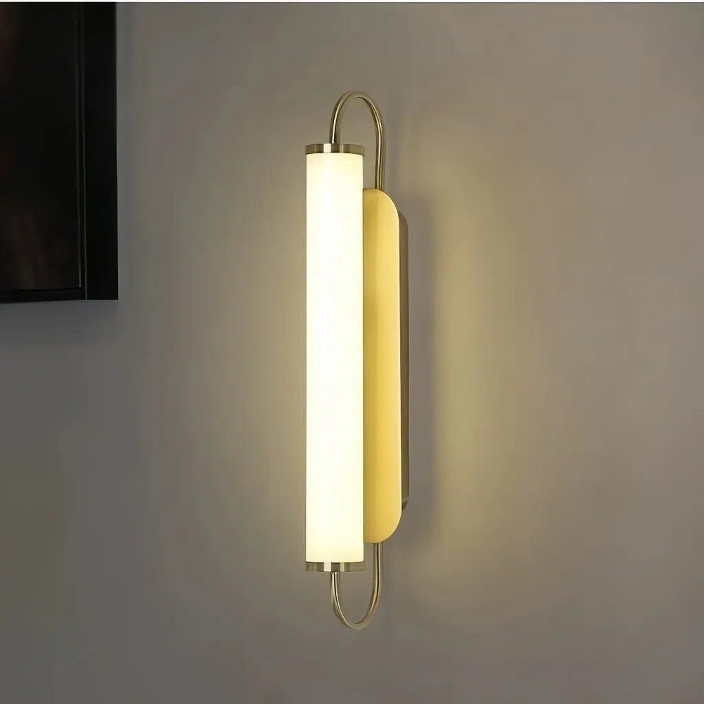 Applique dorata da parete contemporanea cilindrica con LED dimmerabile per camera da letto