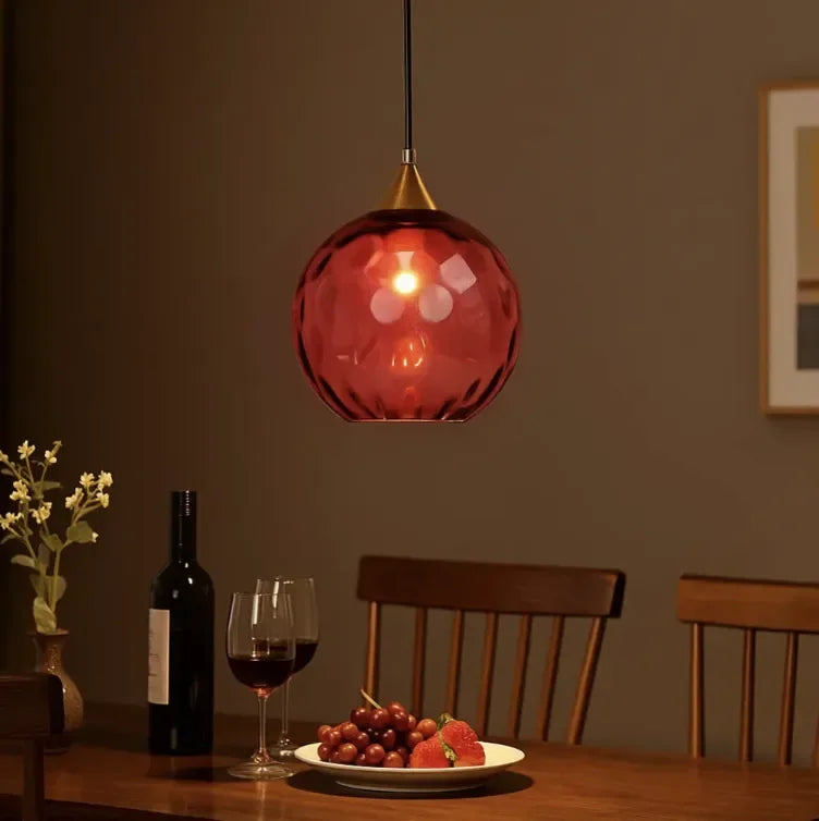 Lampadario in vetro soffiato moderno a sfera per sala da pranzo