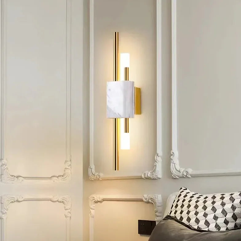 Applique art déco contemporanea con elemento in marmo a LED dimmerabile per soggiorno