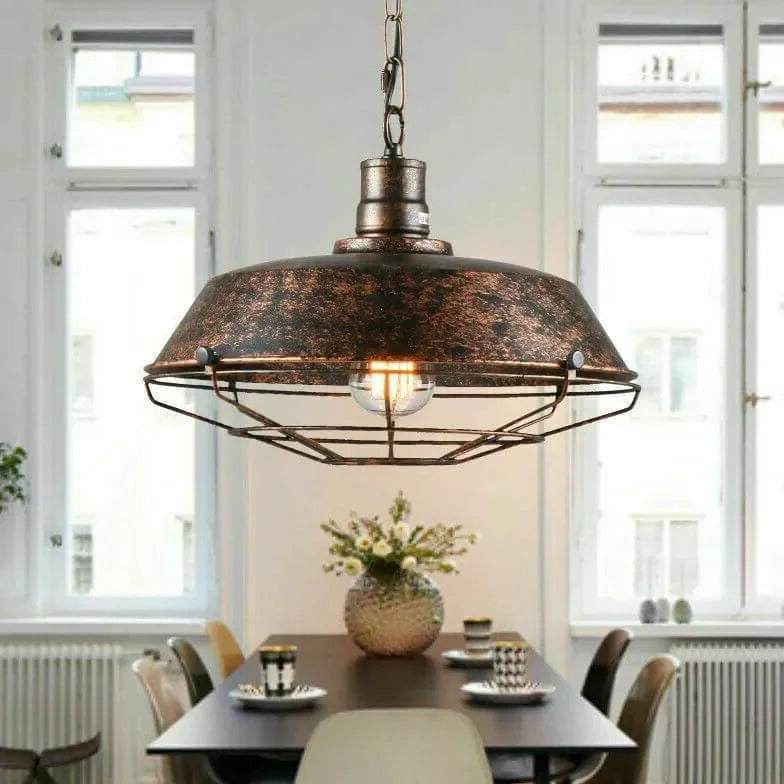 Lampadario a sospensione in metallo stile industriale a cupola per sala da pranzo