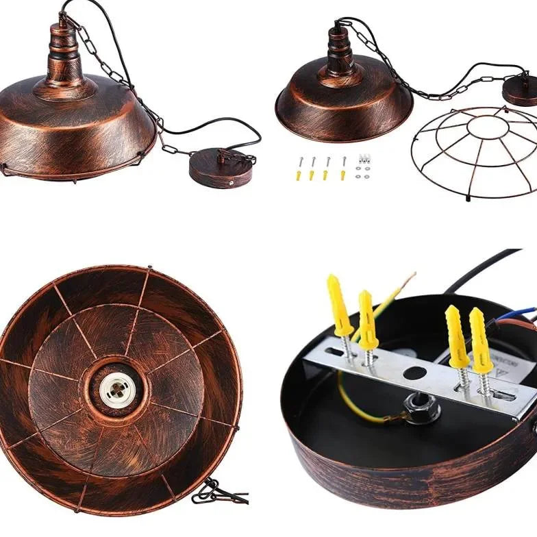 Lampadario a sospensione in metallo stile industriale a cupola per sala da pranzo