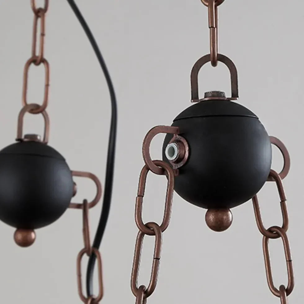 Lampadario in legno rettangolare con 6 lanterne sospese stile rustico per sala da pranzo