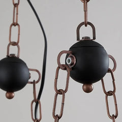 Lampadario in legno rettangolare con 6 lanterne sospese stile rustico per sala da pranzo