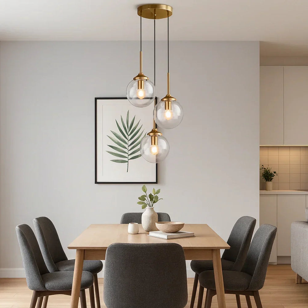 Lampadario con sfera di vetro LED design moderno a sospensione