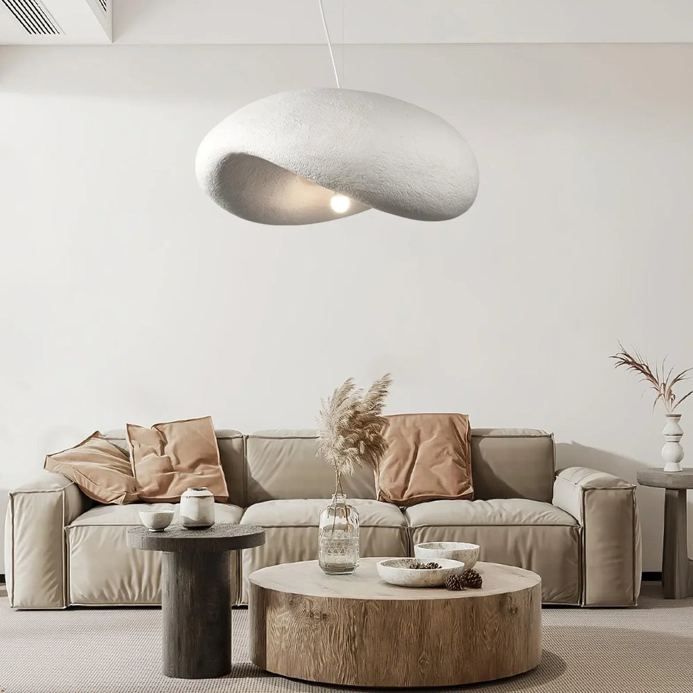 Lampadario a sospensione per soggiorno in stile wabi-sabi a forma di fungo bianco