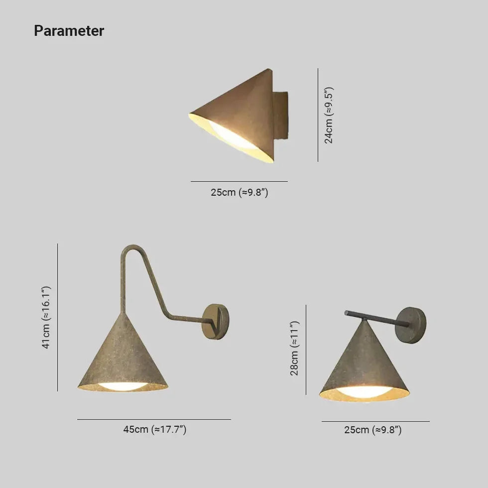 Applique da esterno antiche in metallo LED forma cono