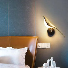 Applique da parete design moderno LED orientabile oro per comodino a forma di uccello