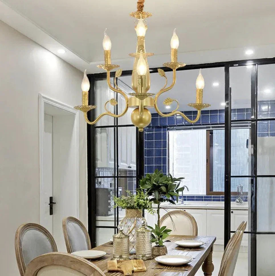 Lampadario a più candele vintage in metallo per soggiorno