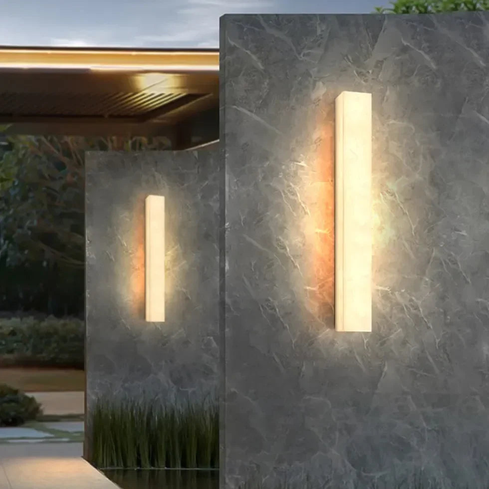 Applique da parete per esterno moderna LED solare effetto marmo lineare