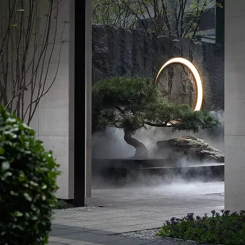 Applique da esterno design ad anello a forma di luna stile moderno LED in metallo