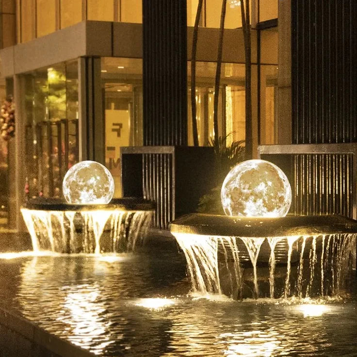 Luce ornamentale da esterno LED solare a forma di luna stile moderno per giardino