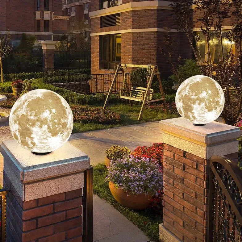 Luce ornamentale da esterno LED solare a forma di luna stile moderno per giardino