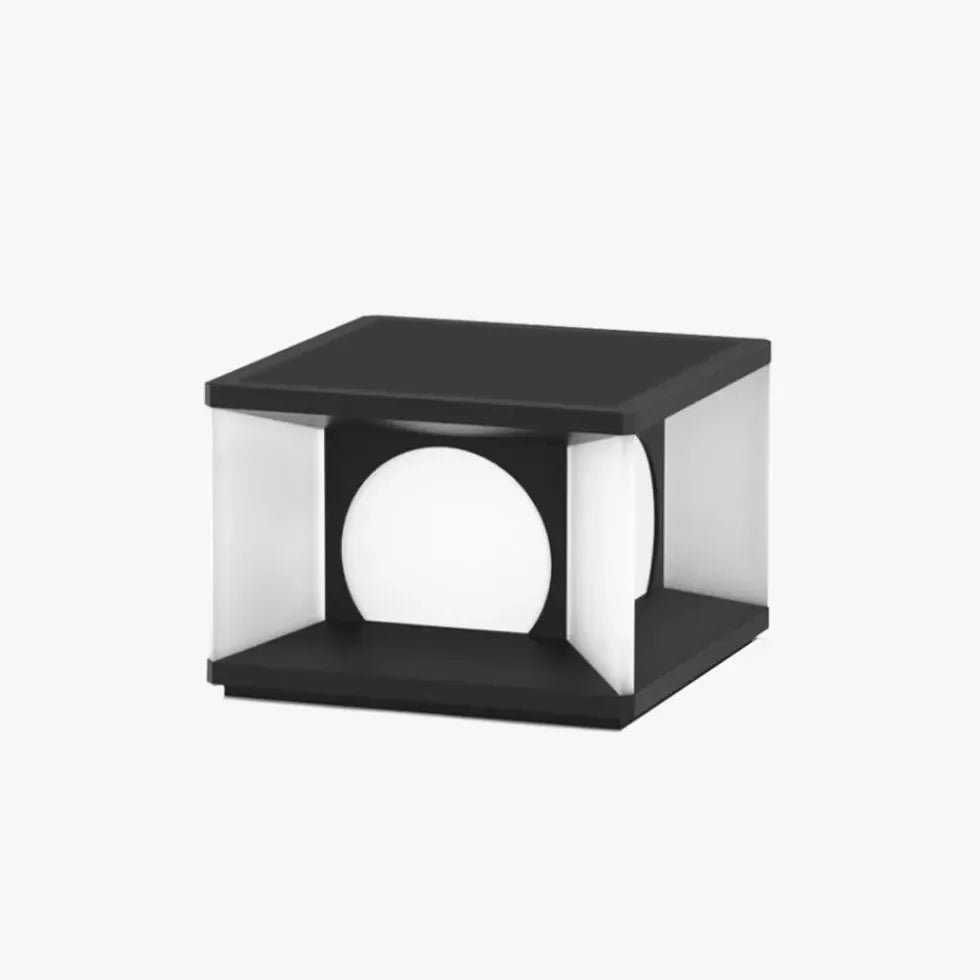 Lampada da pilastro LED solare moderna in metallo nero a cubo