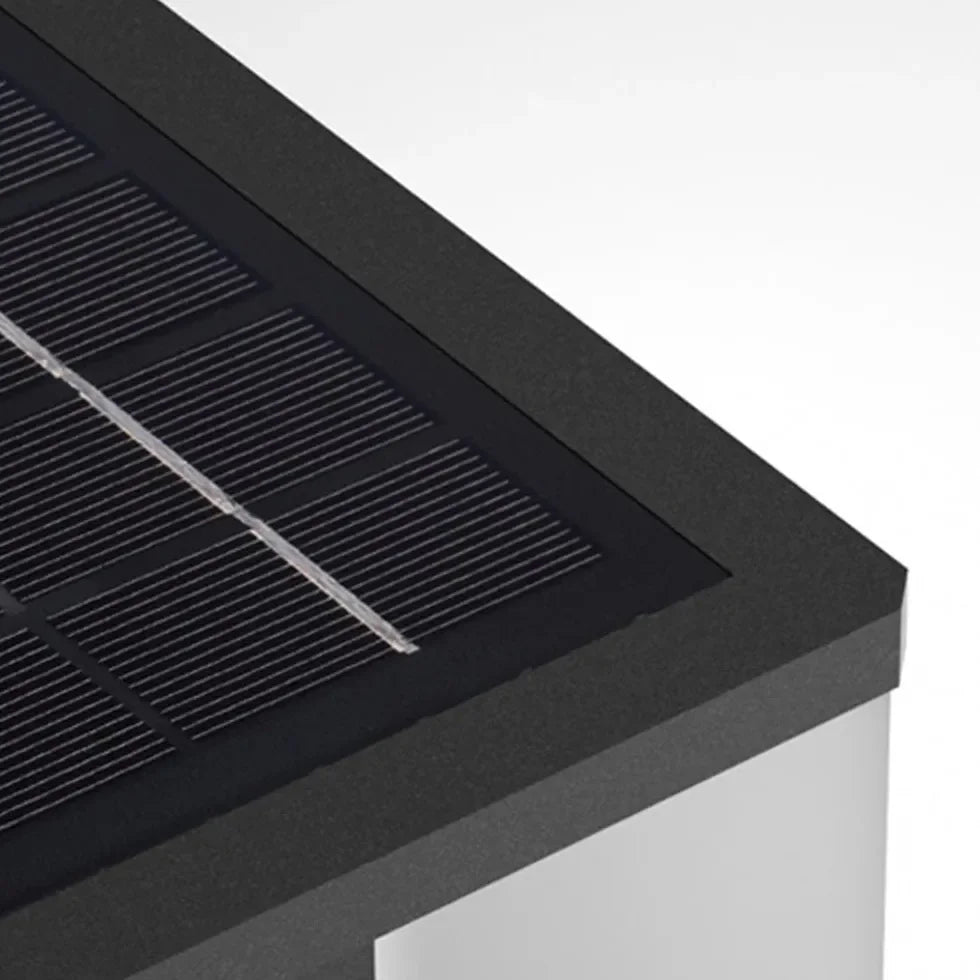 Lampada da pilastro LED solare moderna in metallo nero a cubo