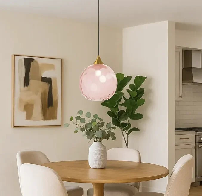 Lampadario in vetro soffiato moderno a sfera per sala da pranzo