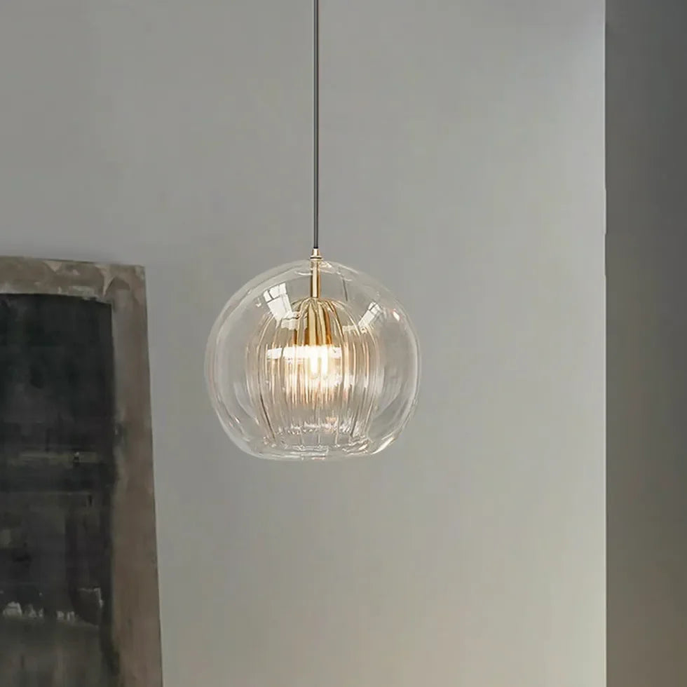 Lampadario a sospensione in vetro a sfera dal design moderno con LED per sala pranzo