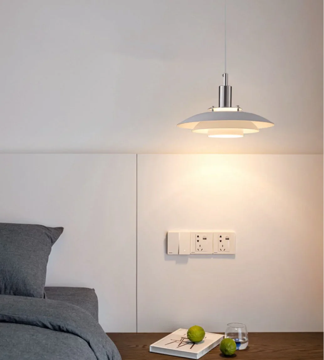 Lampadario a disco LED bianco stile danese per sala da pranzo Ø 38 cm
