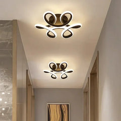 Plafoniera LED moderna a fiore astratto nera