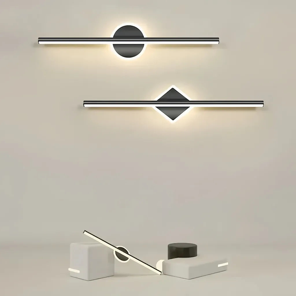 Applique specchio da bagno nero lineare LED dimmerabile IP44 minimalista