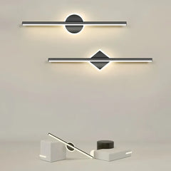 Applique specchio da bagno nero lineare LED dimmerabile IP44 minimalista