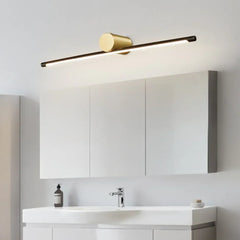 Applique LED per specchio bagno design minimal lineare in ottone