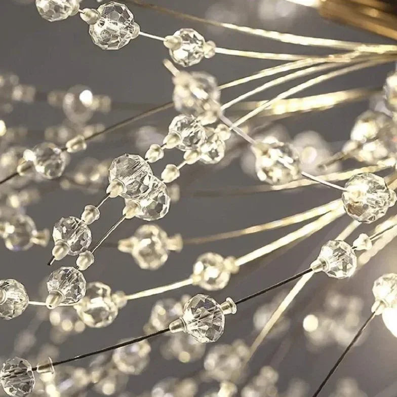 Plafoniera in cristallo LED dal design moderno a fuochi per soggiorno