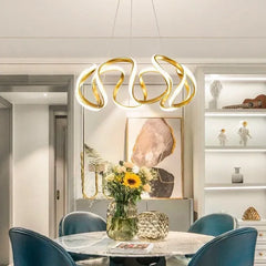 Lampadario a sospensione dal design moderno a nastro LED dimmerabile per sala pranzo