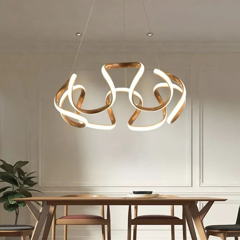 Lampadario a sospensione dal design moderno a nastro LED dimmerabile per sala pranzo