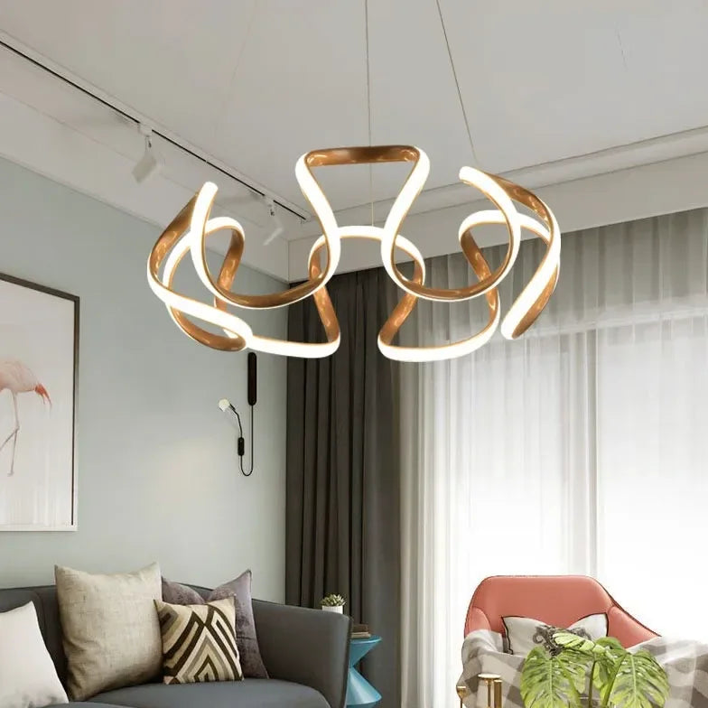 Lampadario a sospensione dal design moderno a nastro LED dimmerabile per sala pranzo