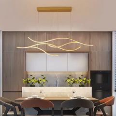 Lampadario moderno a sospensione LED dimmerabile ondulato per sala da pranzo