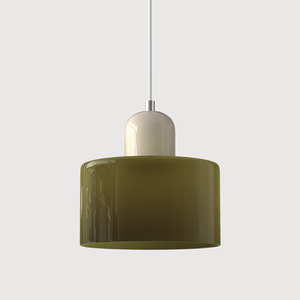 Lampada stile Morandi a sospensione LED in vetro cilindrica per sala da pranzo