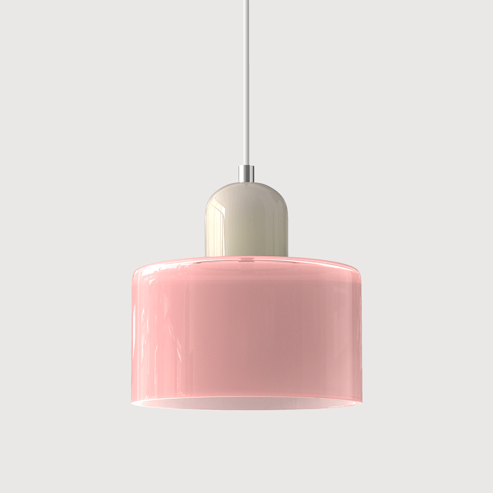 Lampada stile Morandi a sospensione LED in vetro cilindrica per sala da pranzo