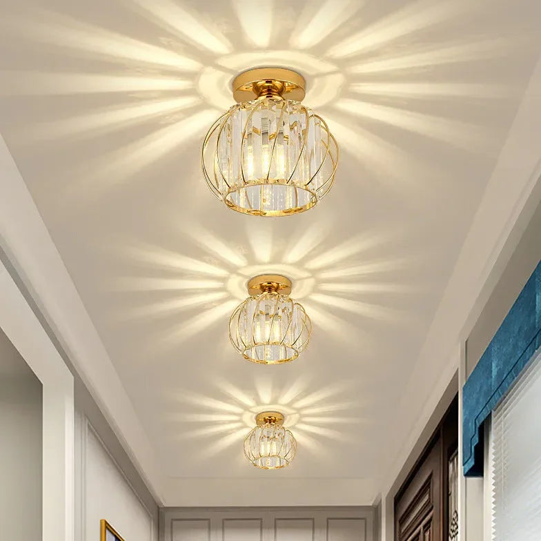 Plafoniera led soffitto corridoio in cristallo design moderno a lanterna Ø 20 cm