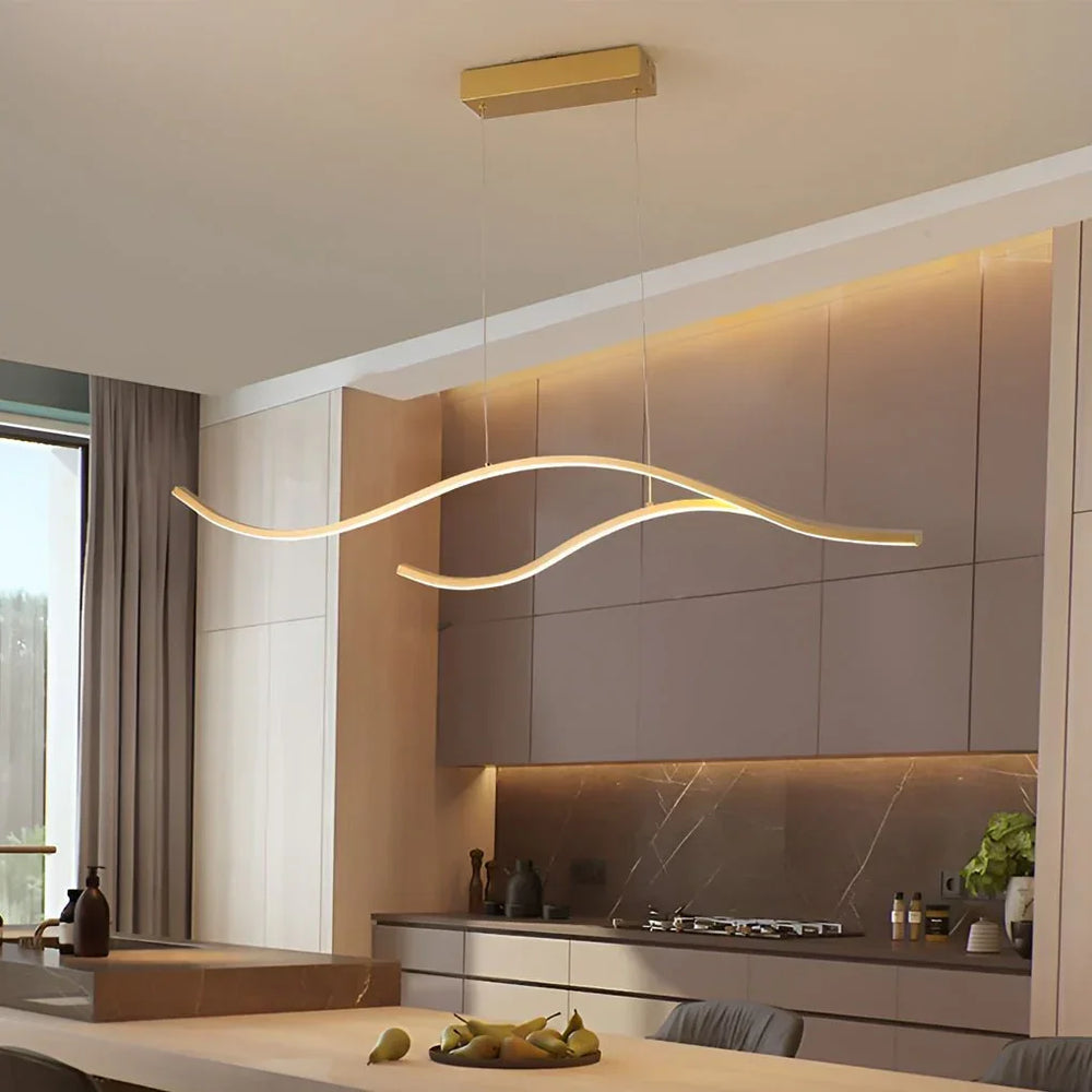 Lampadario moderno a sospensione LED dimmerabile ondulato per sala da pranzo