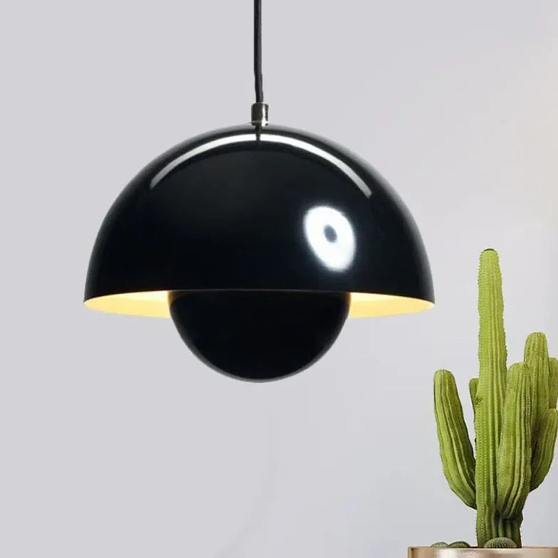 Lampadario a cupola in metallo a doppio guscio stile scandinavo per sala da pranzo