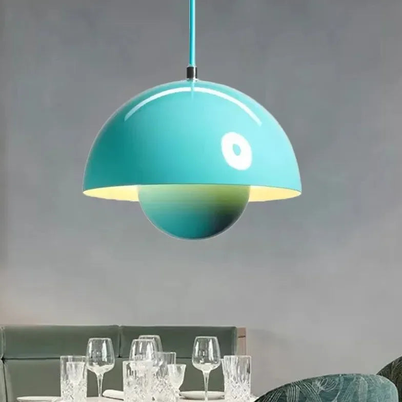 Lampadario a cupola in metallo a doppio guscio stile scandinavo per sala da pranzo