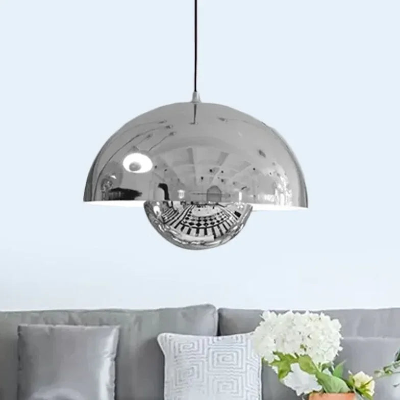 Lampadario a cupola in metallo a doppio guscio stile scandinavo per sala da pranzo