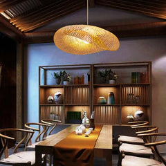 Lampadario in bambù a sospensione stile nordico per sala pranzo design intrecciato organico