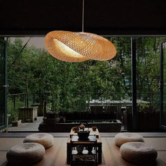 Lampadario in bambù a sospensione stile nordico per sala pranzo design intrecciato organico