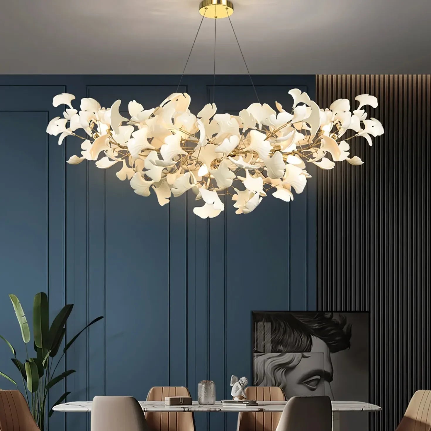 Led Lampadari Moderni Foglie di Ginkgo Bianche