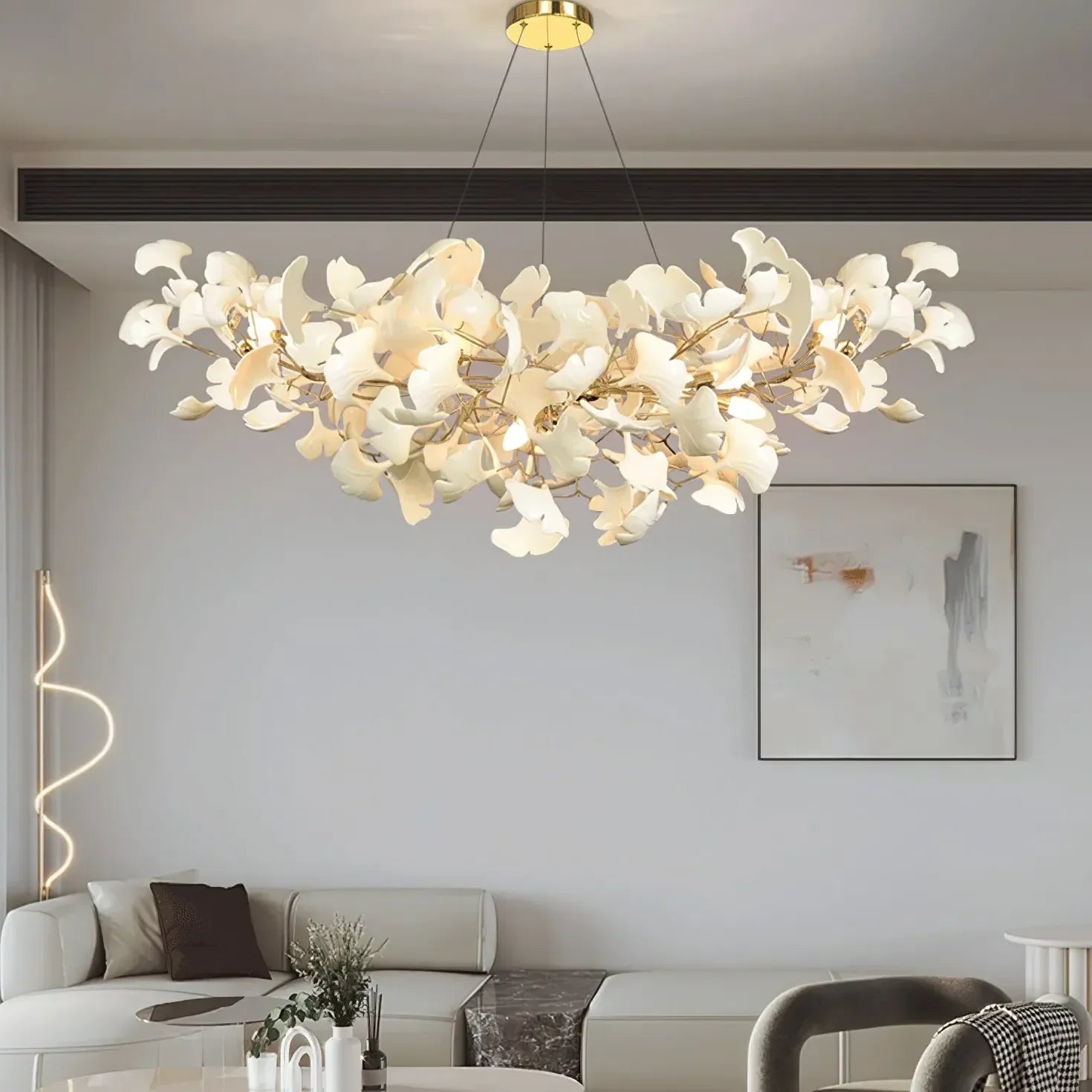 Led Lampadari Moderni Foglie di Ginkgo Bianche