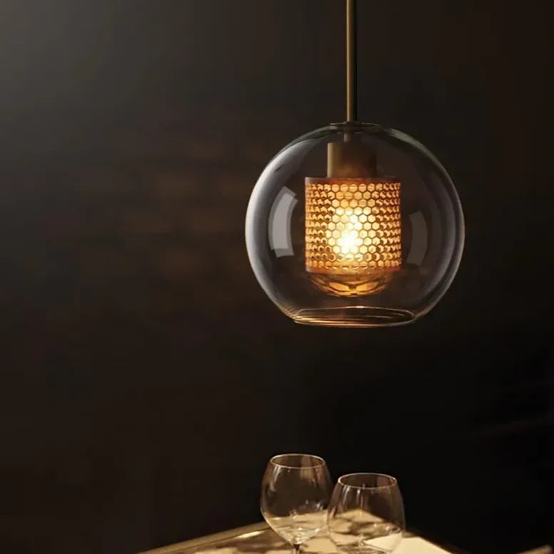 Lampadario a sospensione moderno in vetro trasparente per sala da pranzo