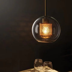 Lampadario a sospensione moderno in vetro trasparente per sala da pranzo