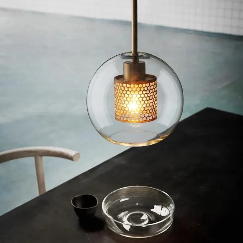 Lampadario a sospensione moderno in vetro trasparente per sala da pranzo