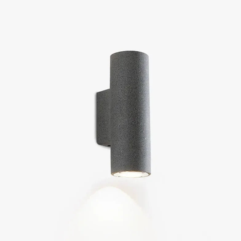 Applique da esterno cilindrica in cemento con LED Up & Down stile moderno Ø8 cm H 25 cm