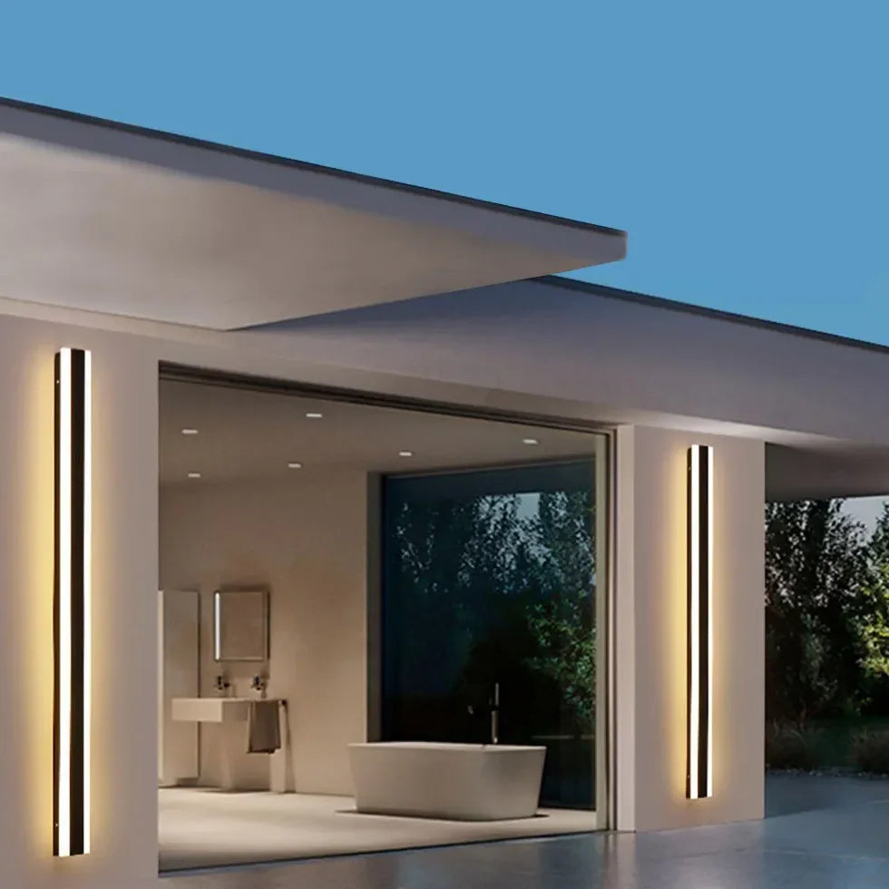 Applique da esterno moderno lineare LED in metallo nero